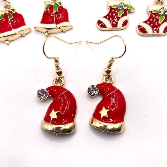 3 sets of gold Christmas hook earrings - Picture 4 of 4